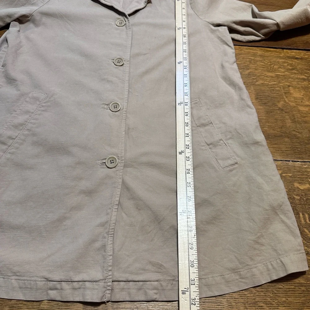 Eileen Fisher sz med‎ beige canvas button  basic jacket ladies organic cotton